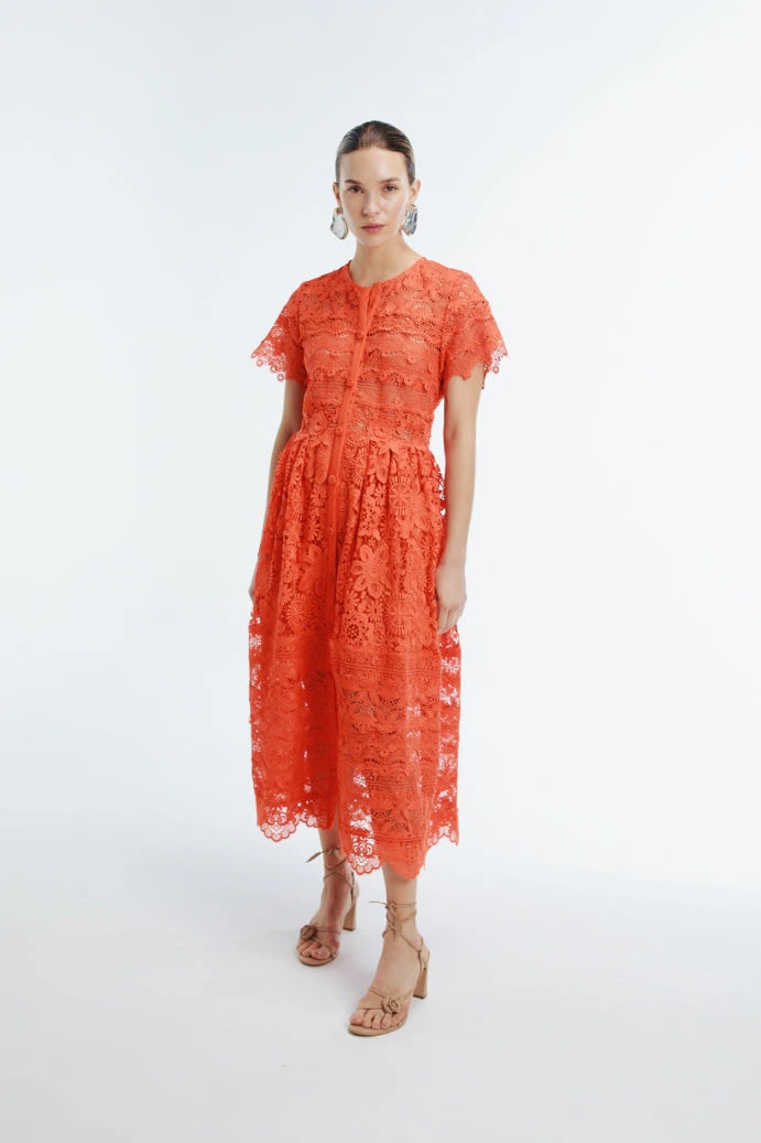 HIBISCUS MAXI DRESS FLAME - imagen 1