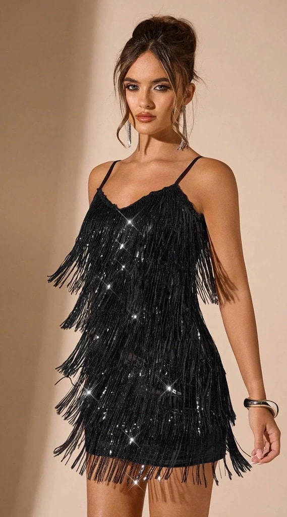 Minivestido negro brillante SH-011359-NEG-M - imagen 1