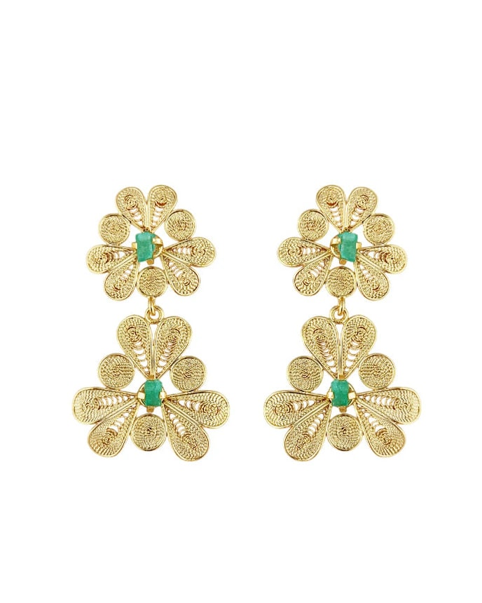 Aretes doble flor, Katya - imagen 1