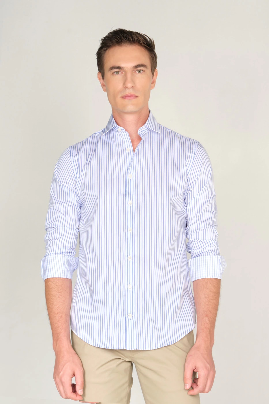 Camisa Slim Algodón Azul Rayas - imagen 1