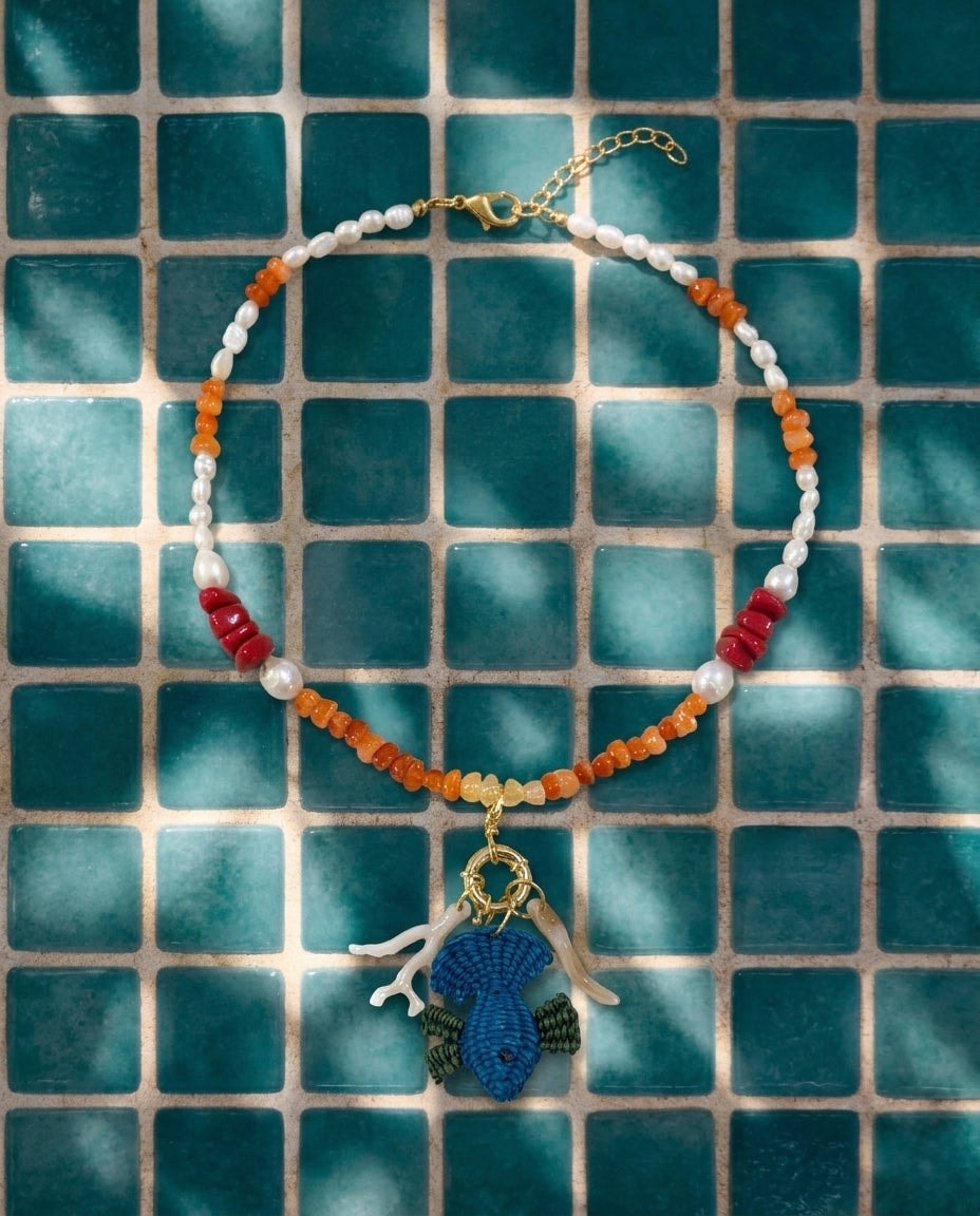 Pearl Spark Necklace + 3 Removable Charms - imagen 1