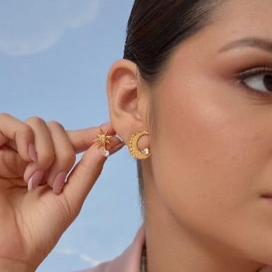 Aretes Luna y Estrella Mini - imagen 1