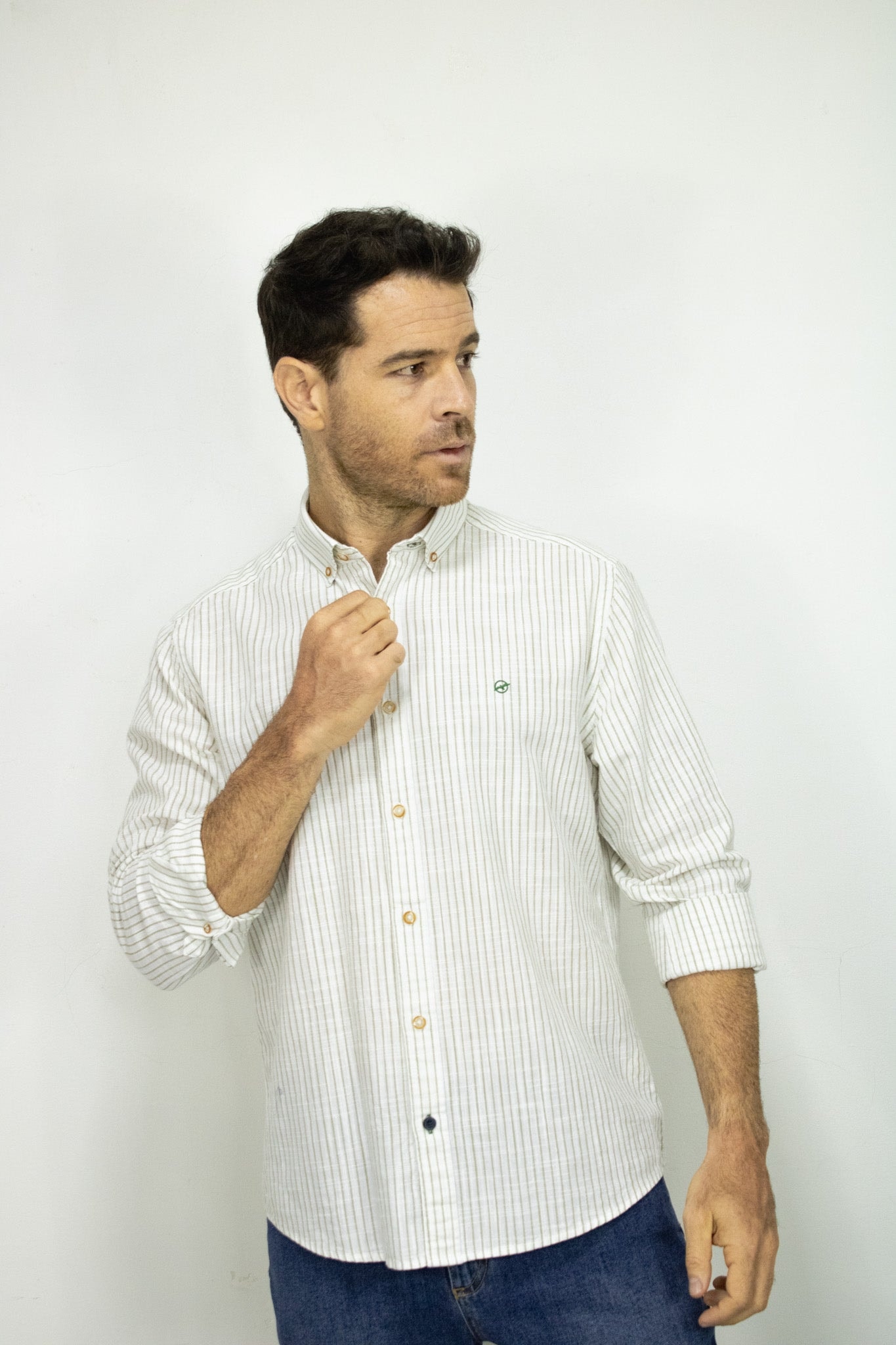CAMISA MANGA LARGA RAYAS EN ALGODON PARA HOMBRE - imagen 1