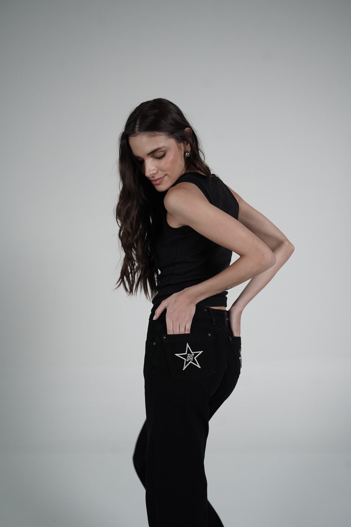 Double Star Black Jeans (Embroidered) - imagen 1