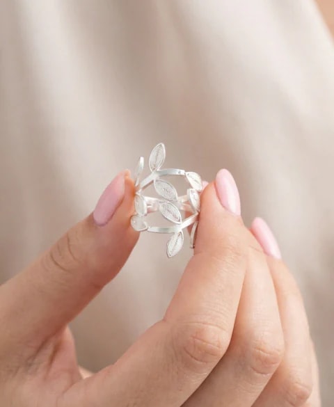 Topos Hojas filigrana en plata baño en Oro24 k - imagen 1