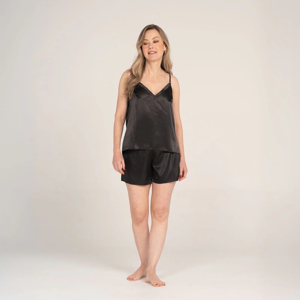 Short de Pijama en Satin Unicolor - imagen 1