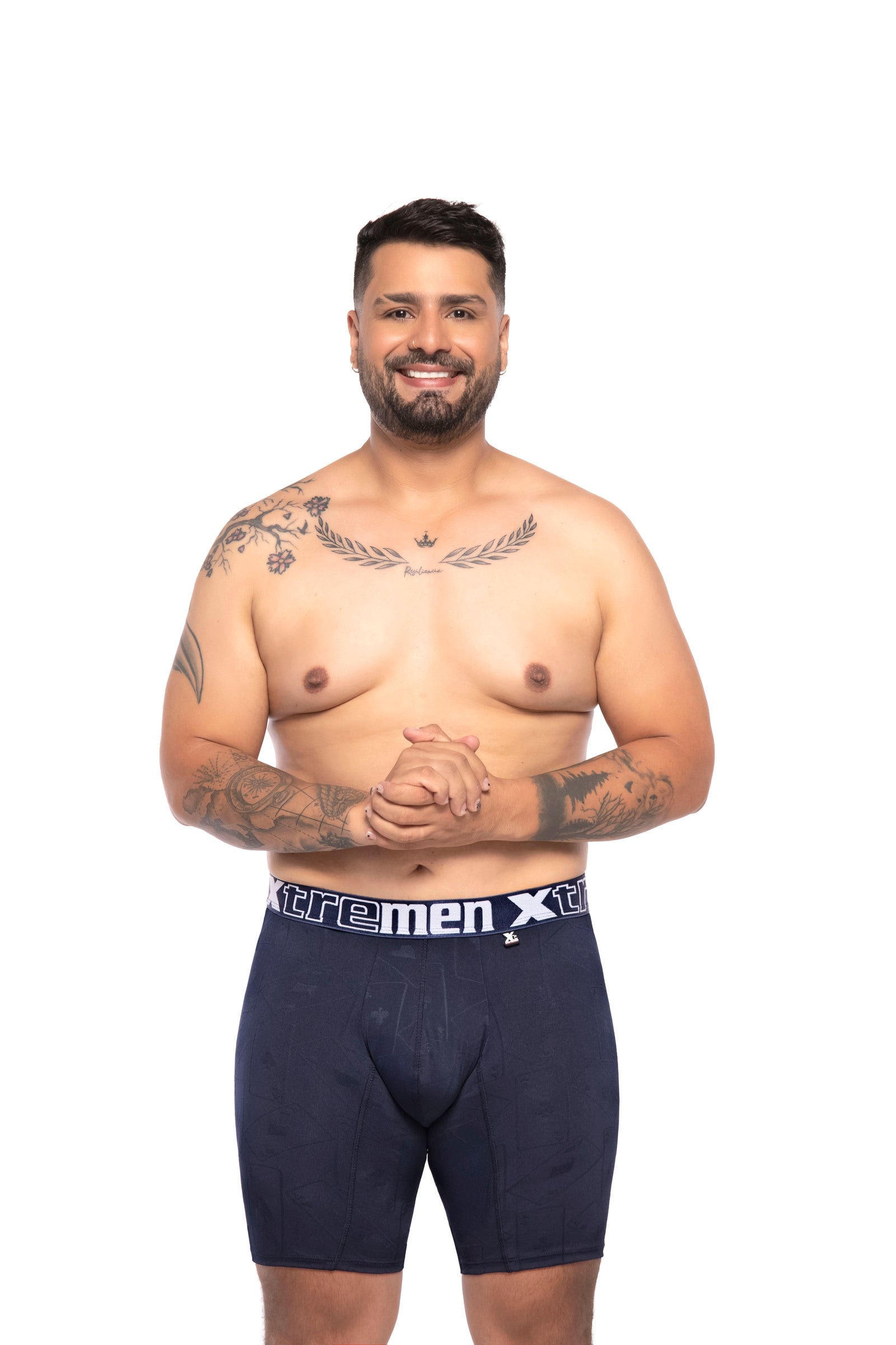 BOXER CLASICO  EXTRAGRANDE MICROFIBRA  JACQUARD  NAIPE AZUL OSC - imagen 1