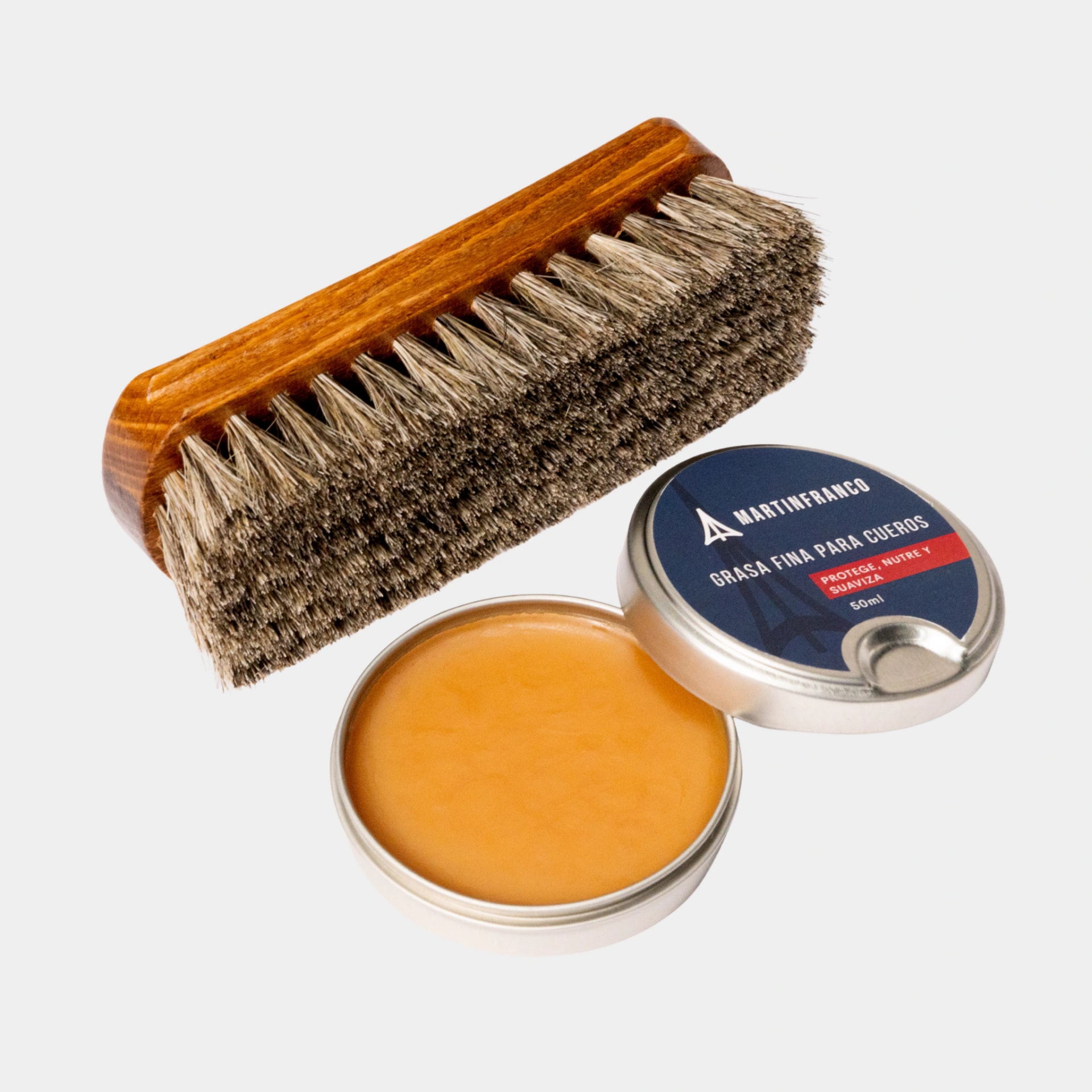 COMBO 4 : Shoe Cream Marrón Oscura y Negra - Renovador - Crema Esencial - Grasa Fina - Cepillo crin - imagen 1