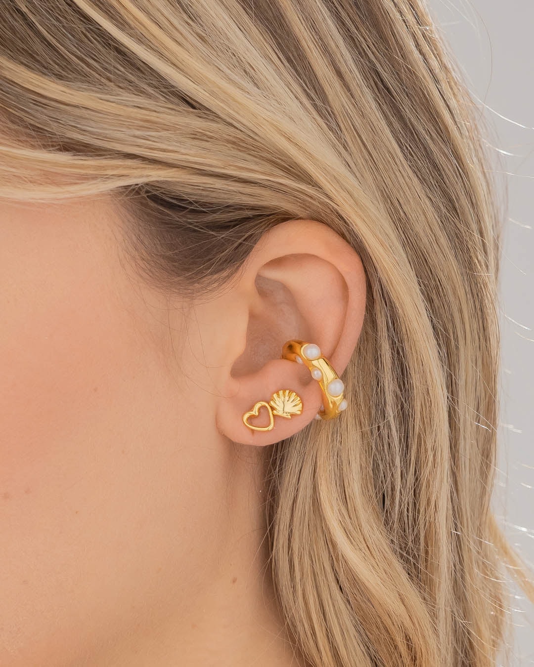Set X3 Aretes Corazón Pelas - imagen 1