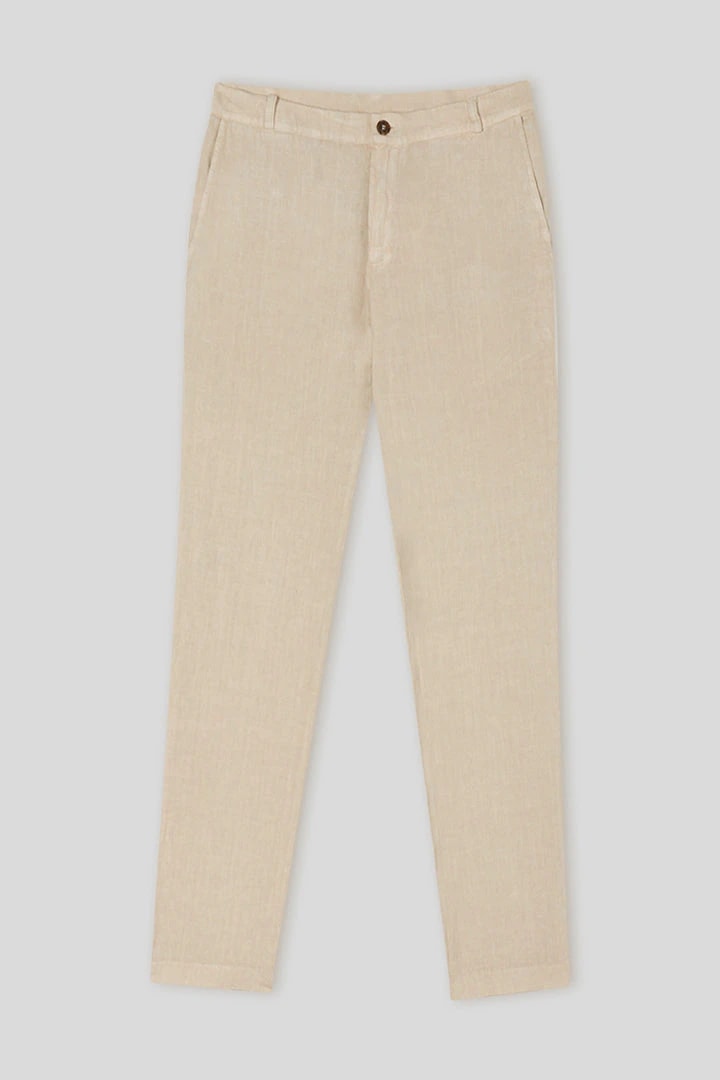 Men's linen pants beige basic - imagen 1