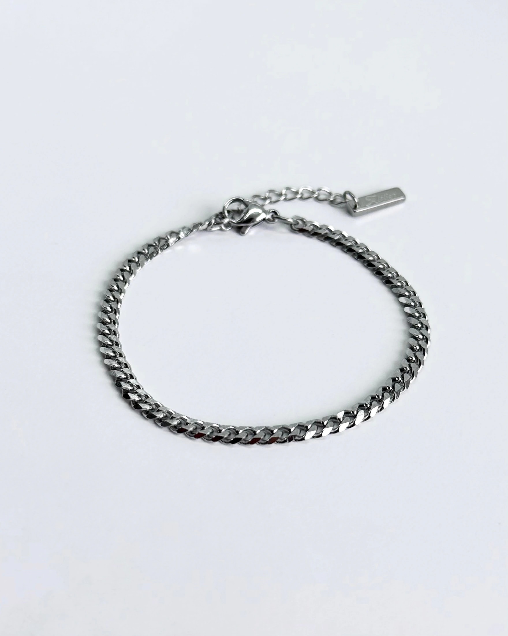 Thin Cuban Bracelet, Silver - imagen 1