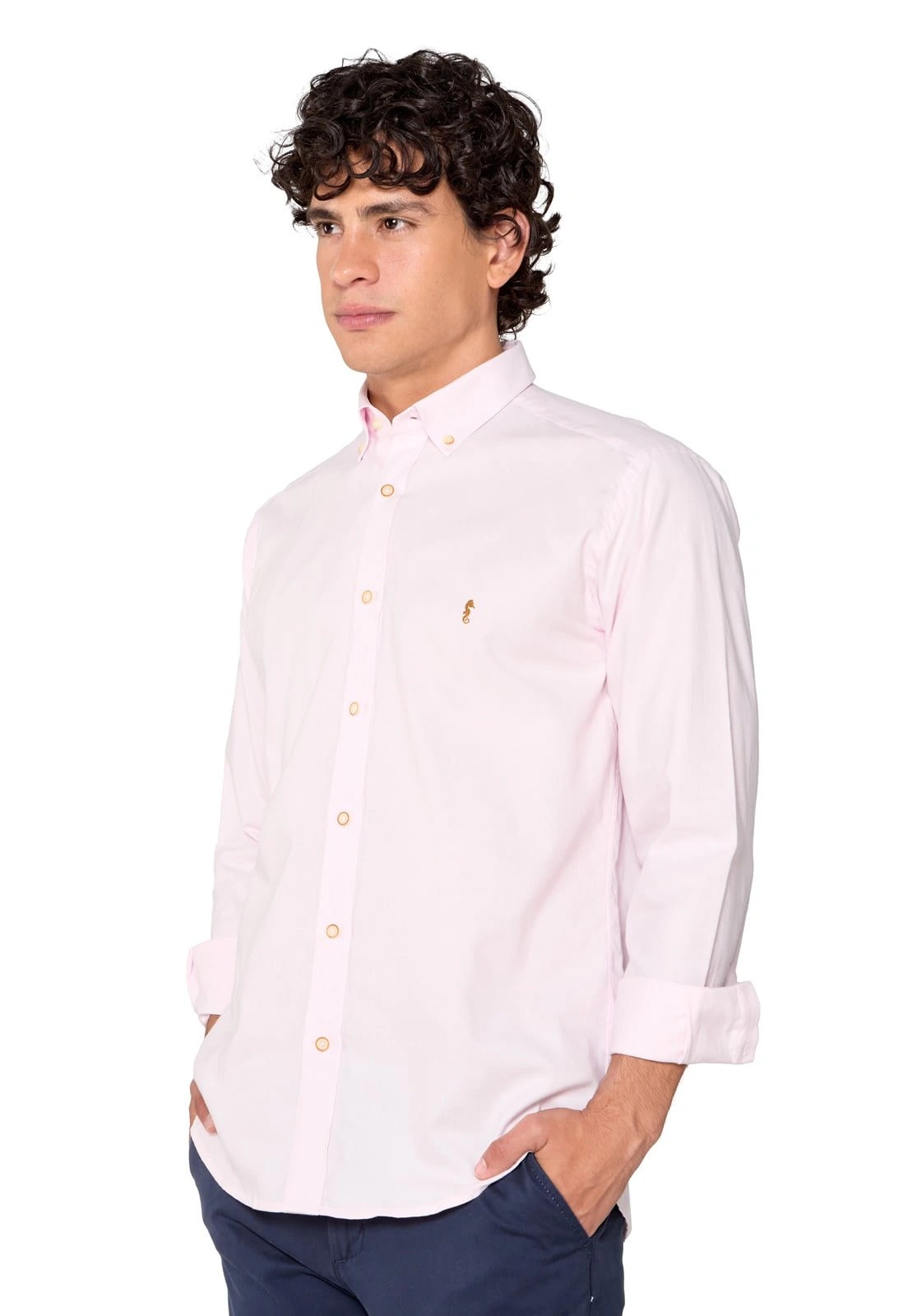 Camisa Manga Larga Oxford Premium Rosada - imagen 1