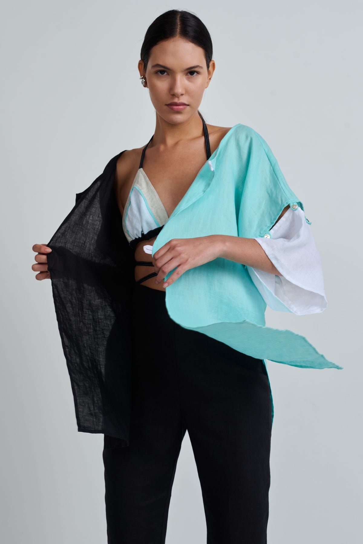 EMI TOP BLACK/AQUA/WHITE - imagen 1