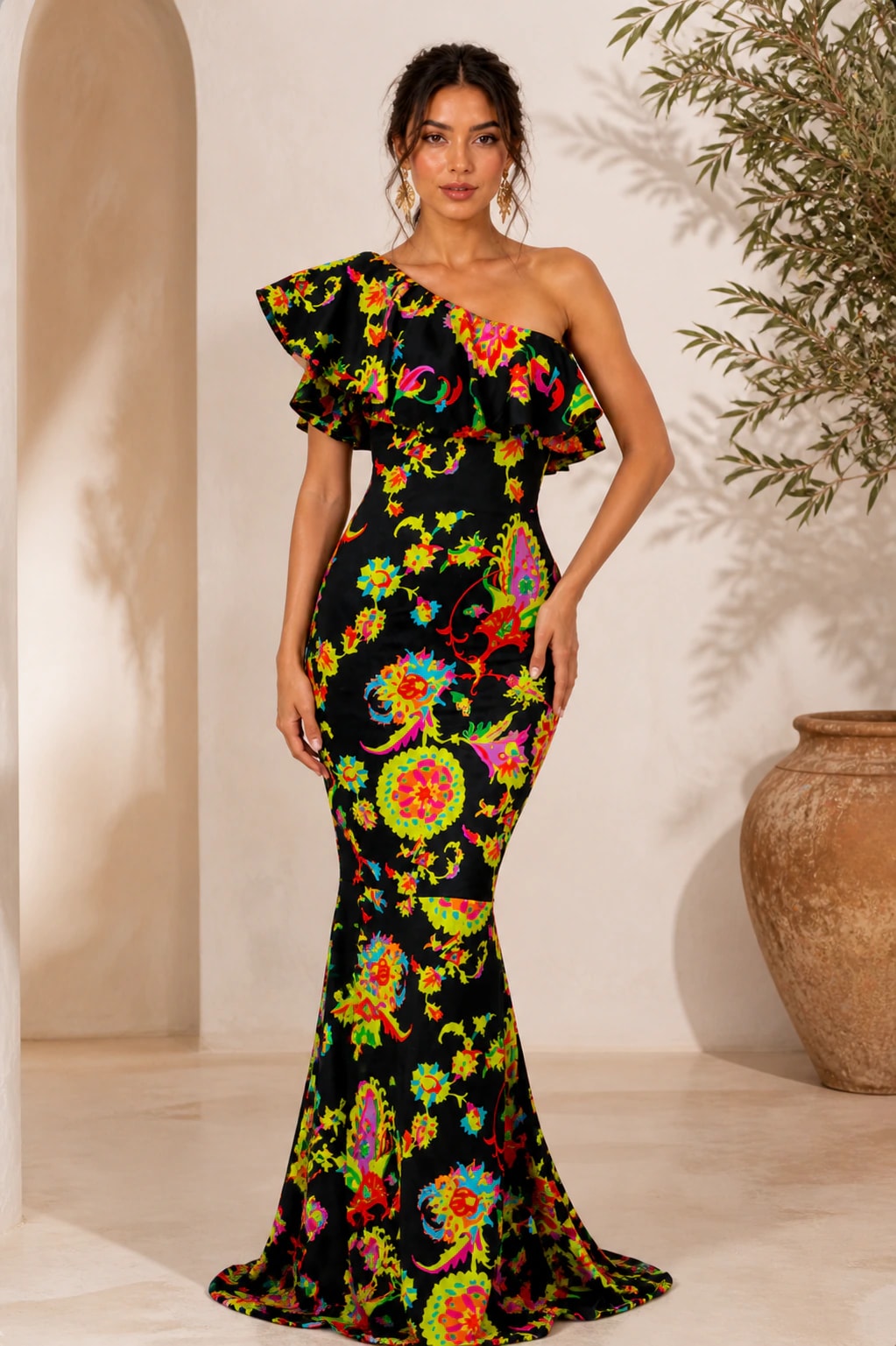 Vestido Margareth Negro Estampado - imagen 1