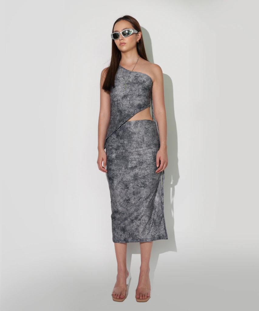 Drawstring Skirt Gray Denim - imagen 1