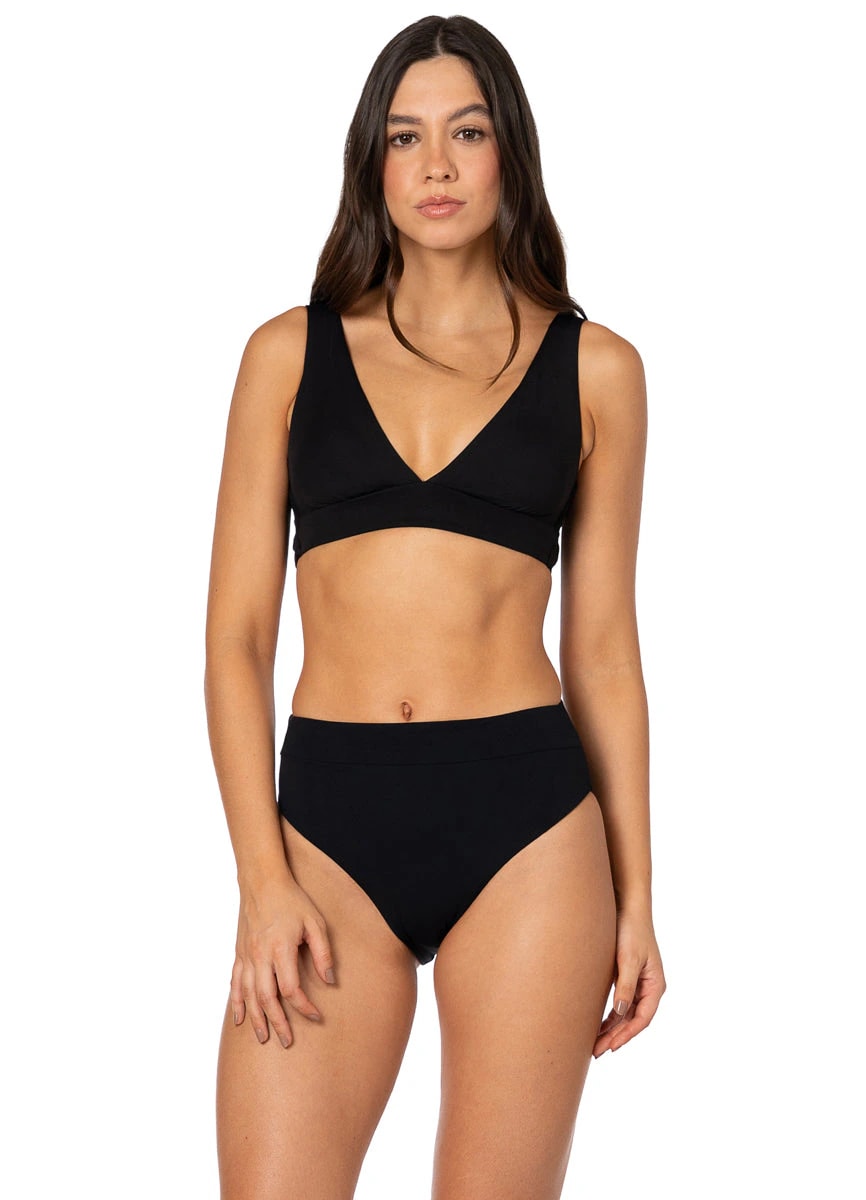 Maaji Jade Black Allure Long Line Triangle Bikini Top - imagen 1