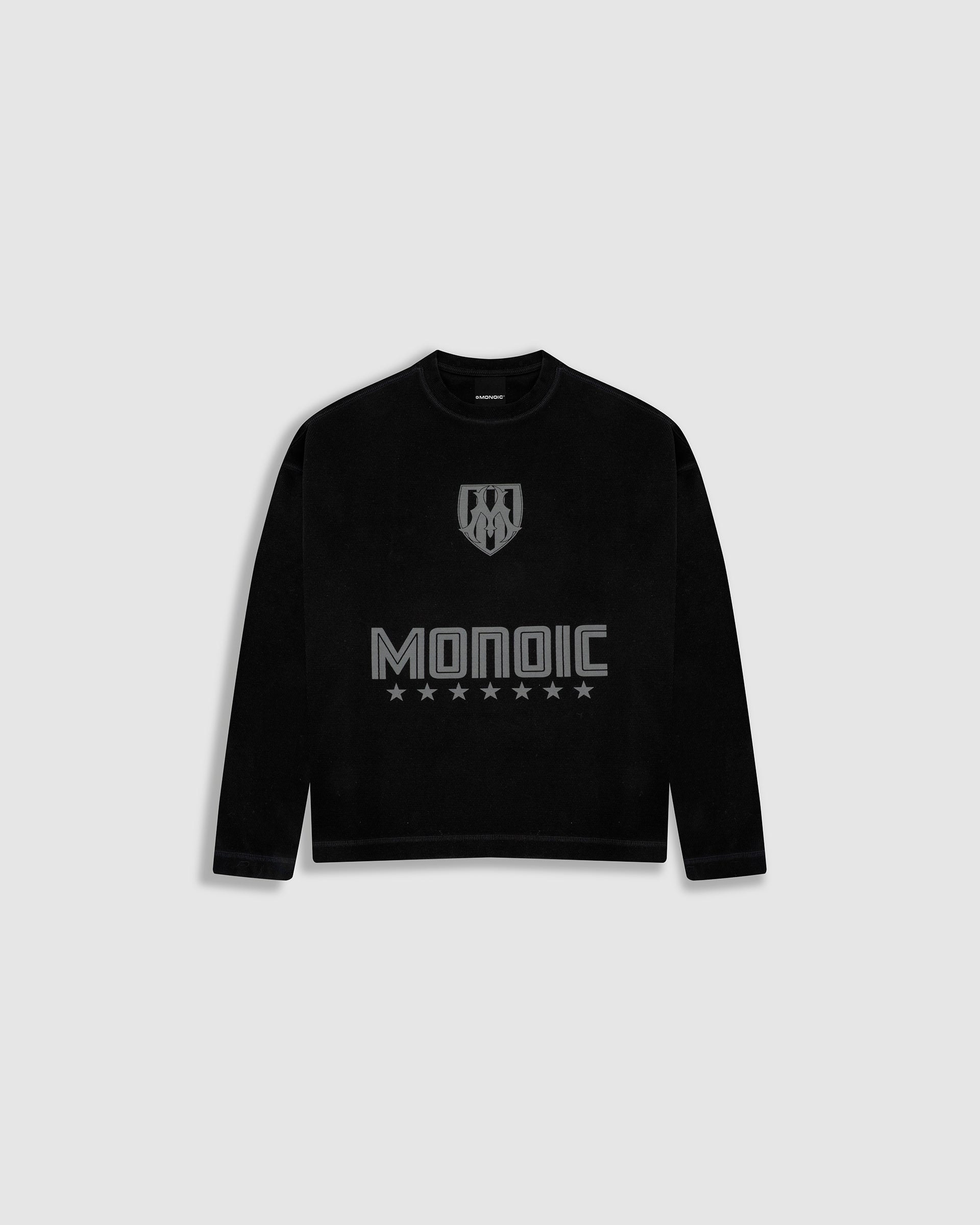 Camiseta Oversized Shield Waffle Long Sleeve - Negro (Exclusive) - imagen 1