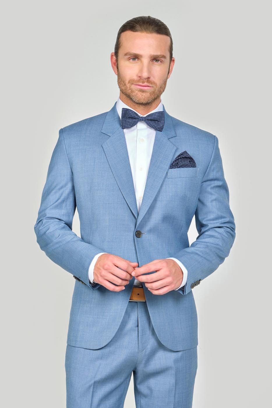Traje Formal Sobre Medida Paño Tropical Azul Claro - imagen 1