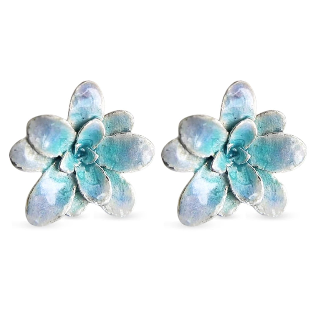 Aretes suculentas Cene en plata con esmalte - imagen 1