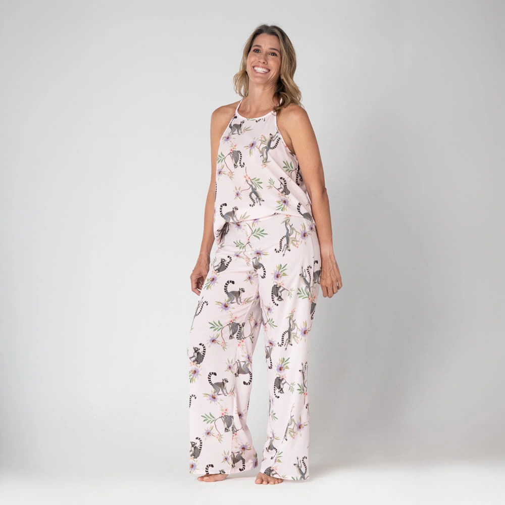 Conjunto de Pijama Pantalón Largo con Estampado Lémures. - imagen 1