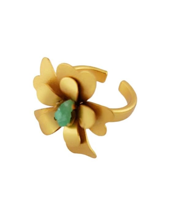 Anillo flor Esperanza con esmeralda en bruto - imagen 1