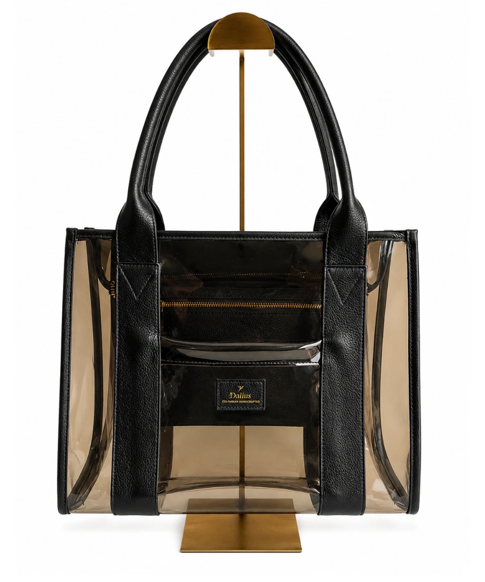 Bolso Tote Vinilo Oscuro Negro - imagen 1