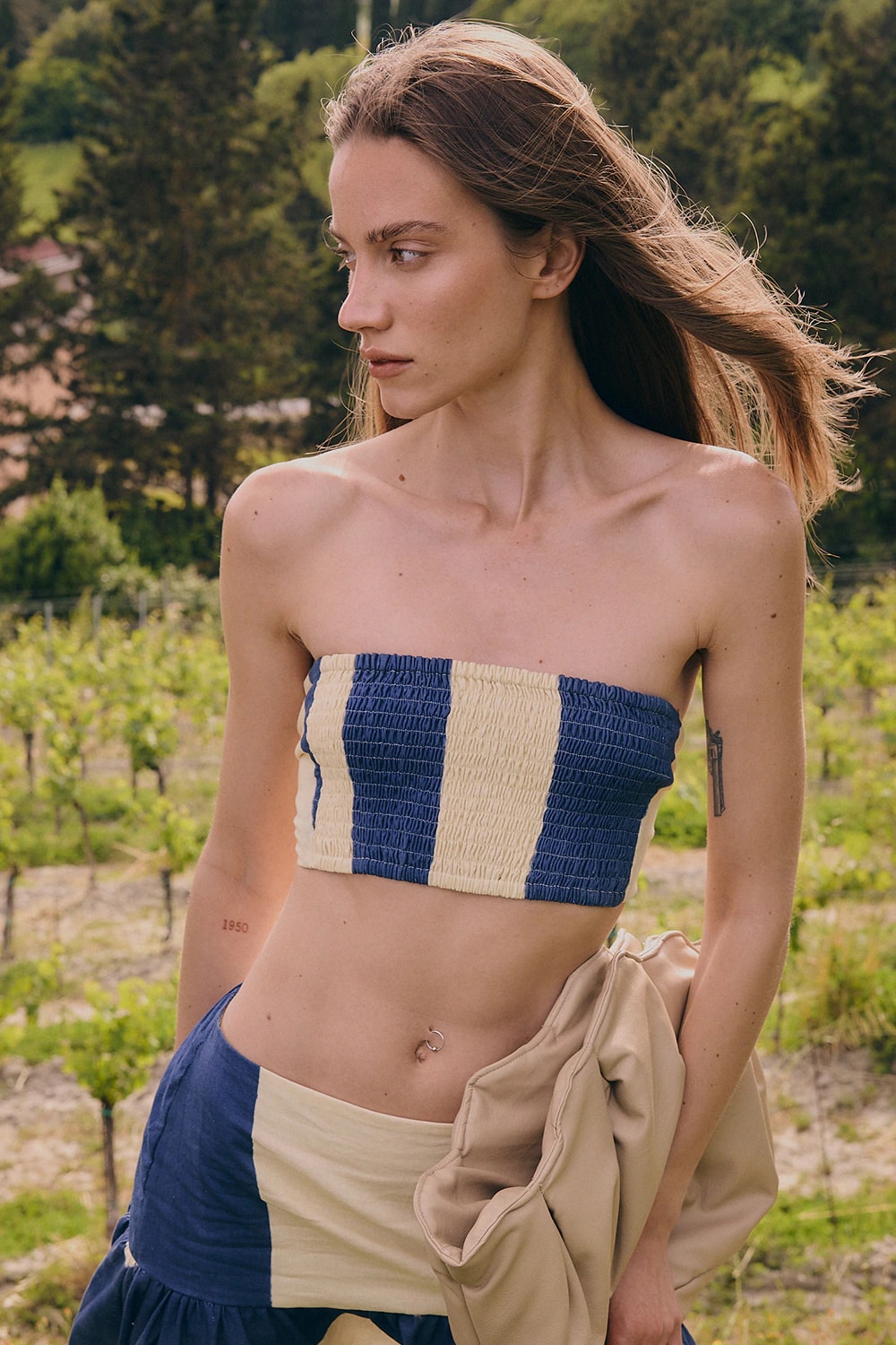 Crop top cleo azul ivory - imagen 1