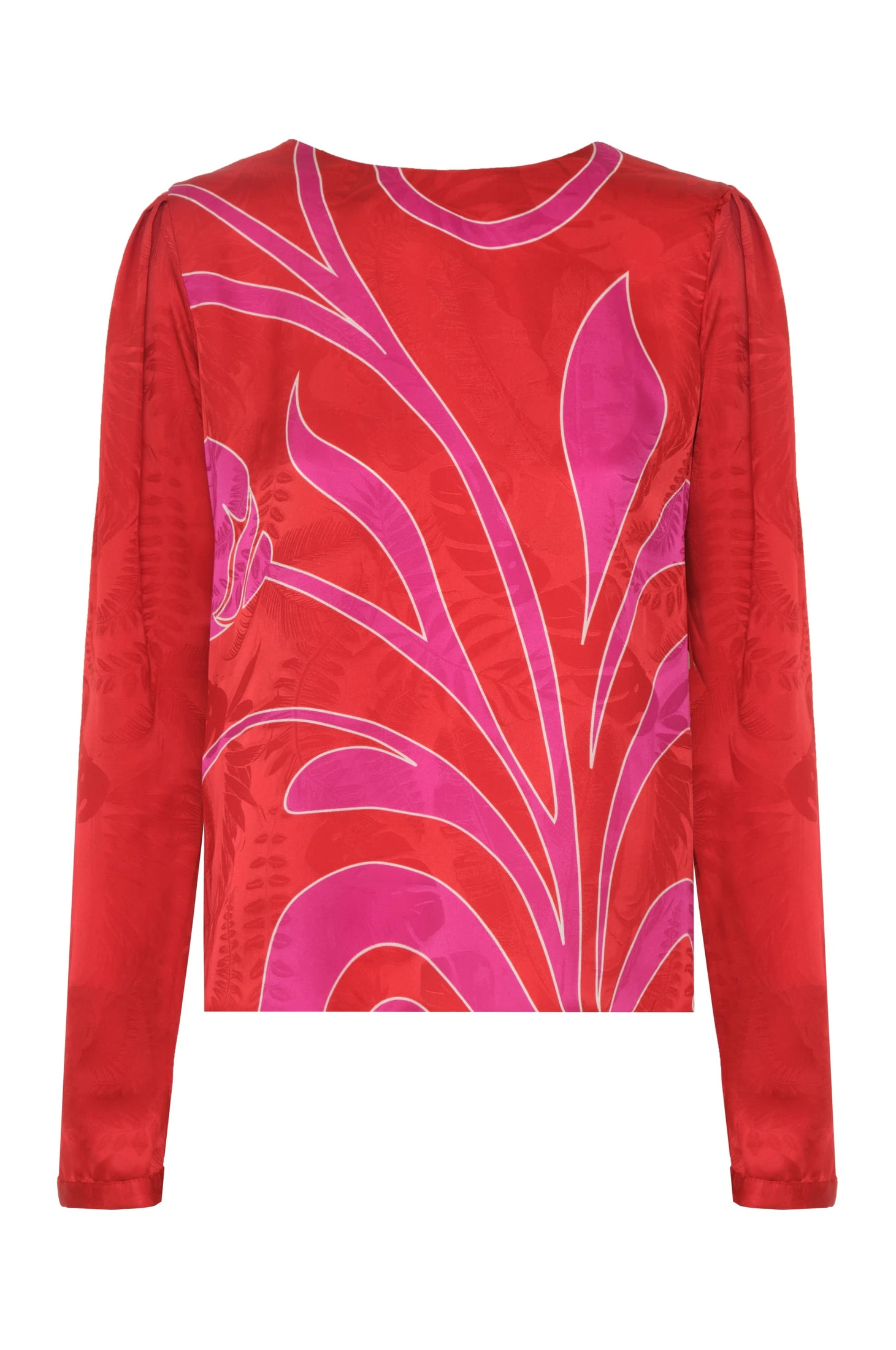 Sevilla Silk Jacquard Blouse / Red & Fuchsia Maxi Buganvilia - imagen 1