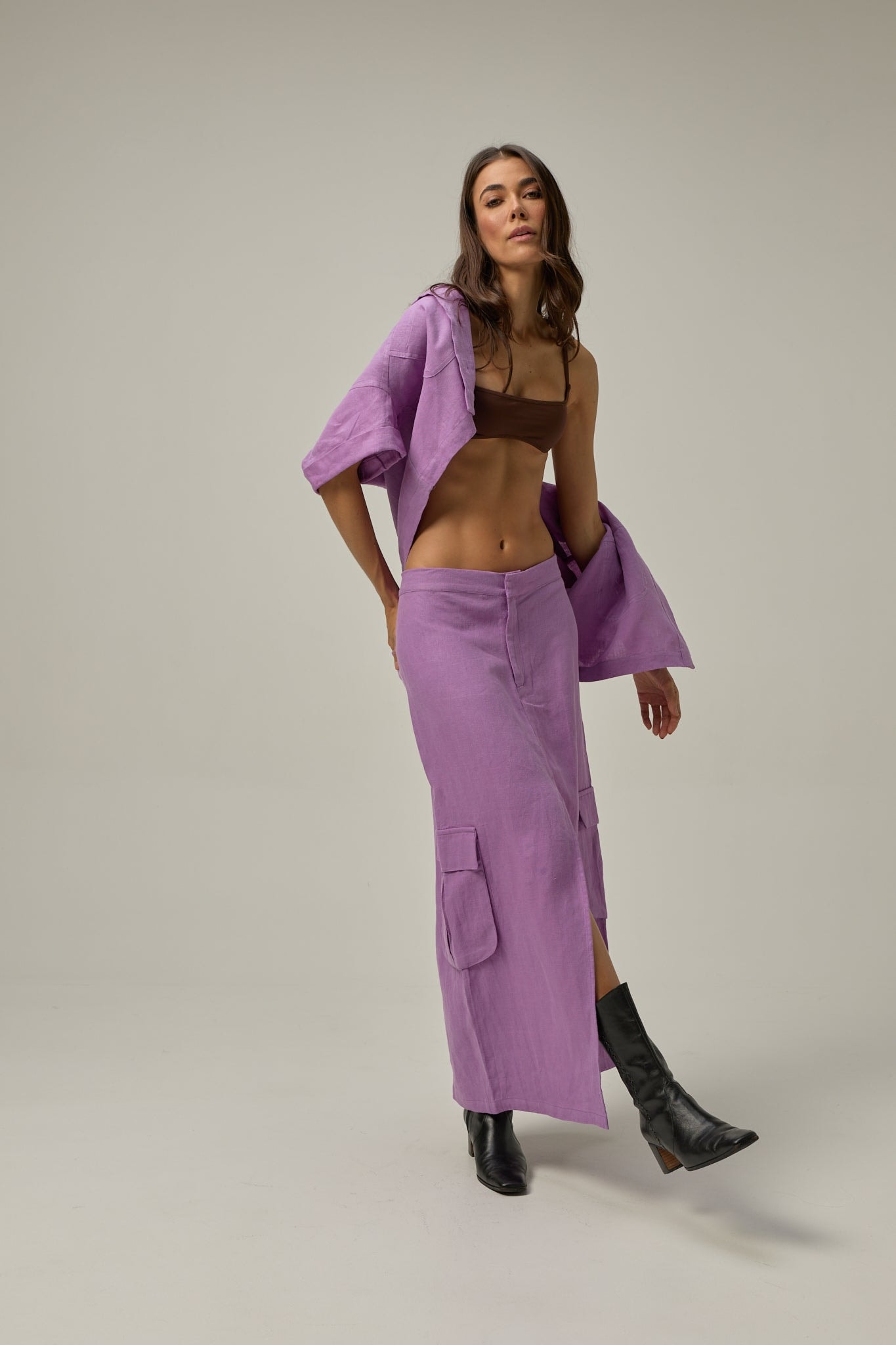 Falda Canvas de lino | Morado - imagen 1
