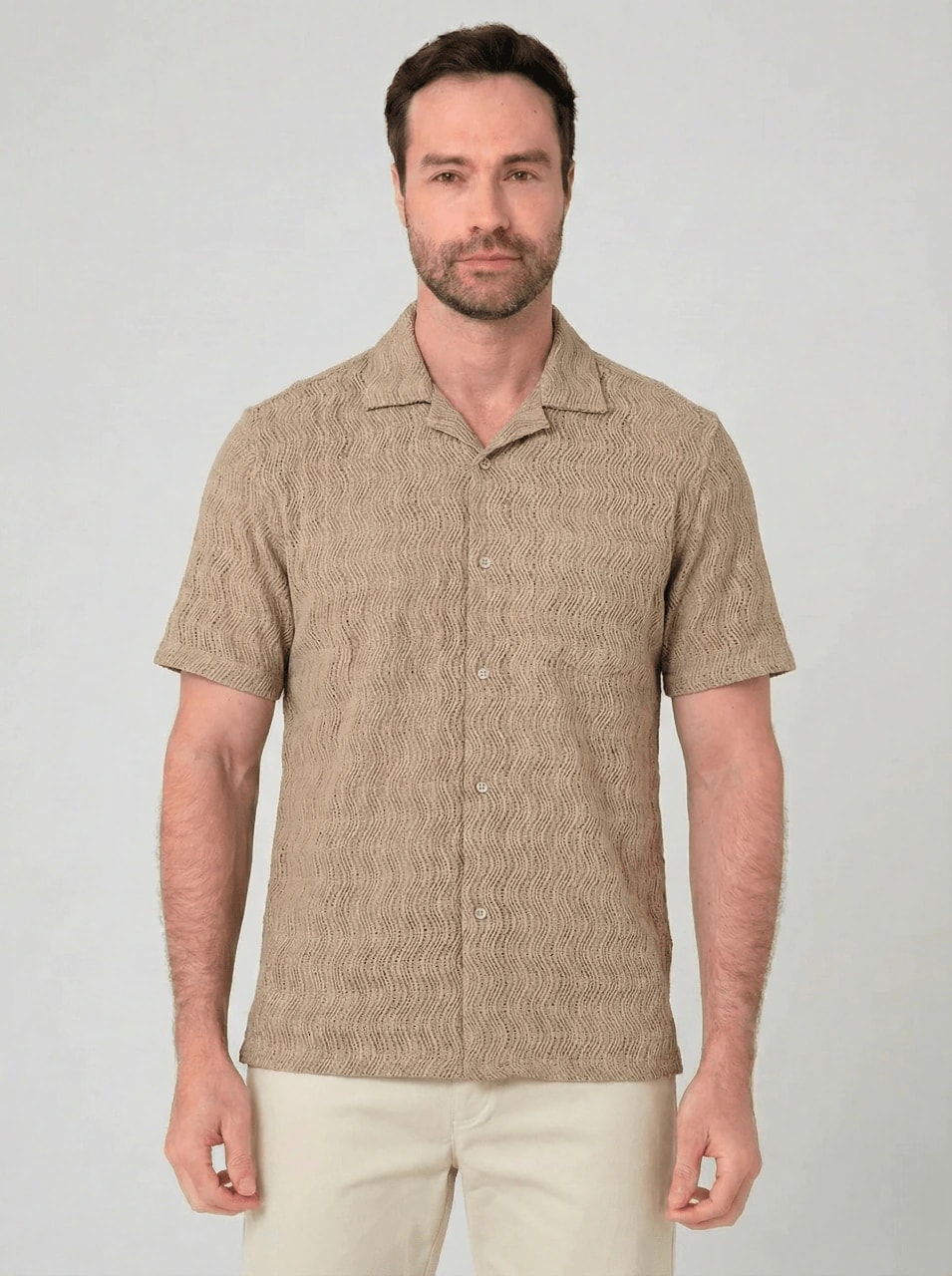 Camisa con textura manga corta para hombre Jon Sonen 027225010 - imagen 1