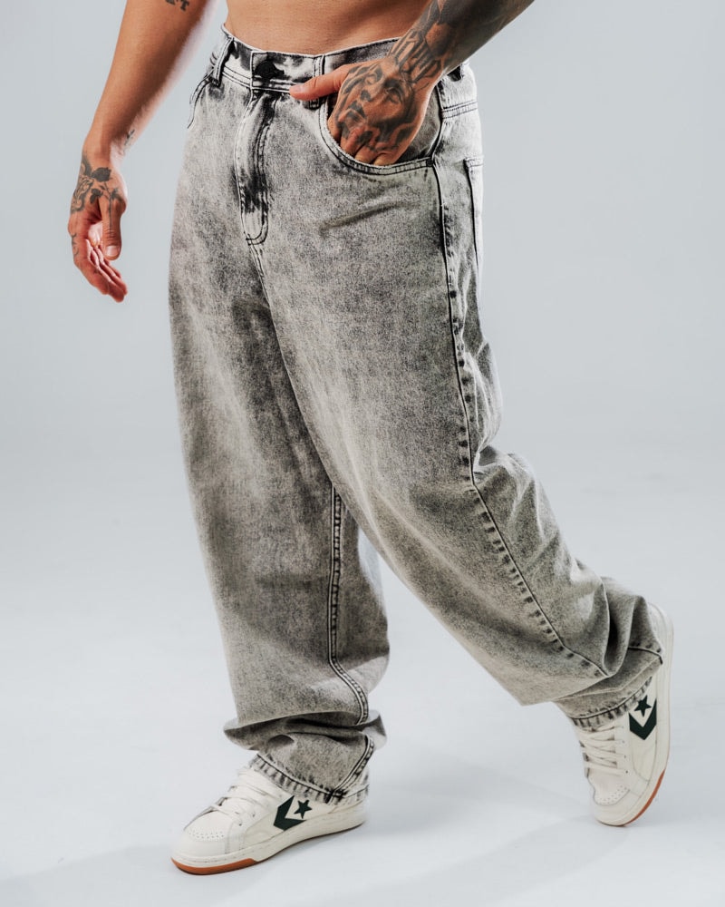 Jeans Baggy Básico Gris Lavado - imagen 1