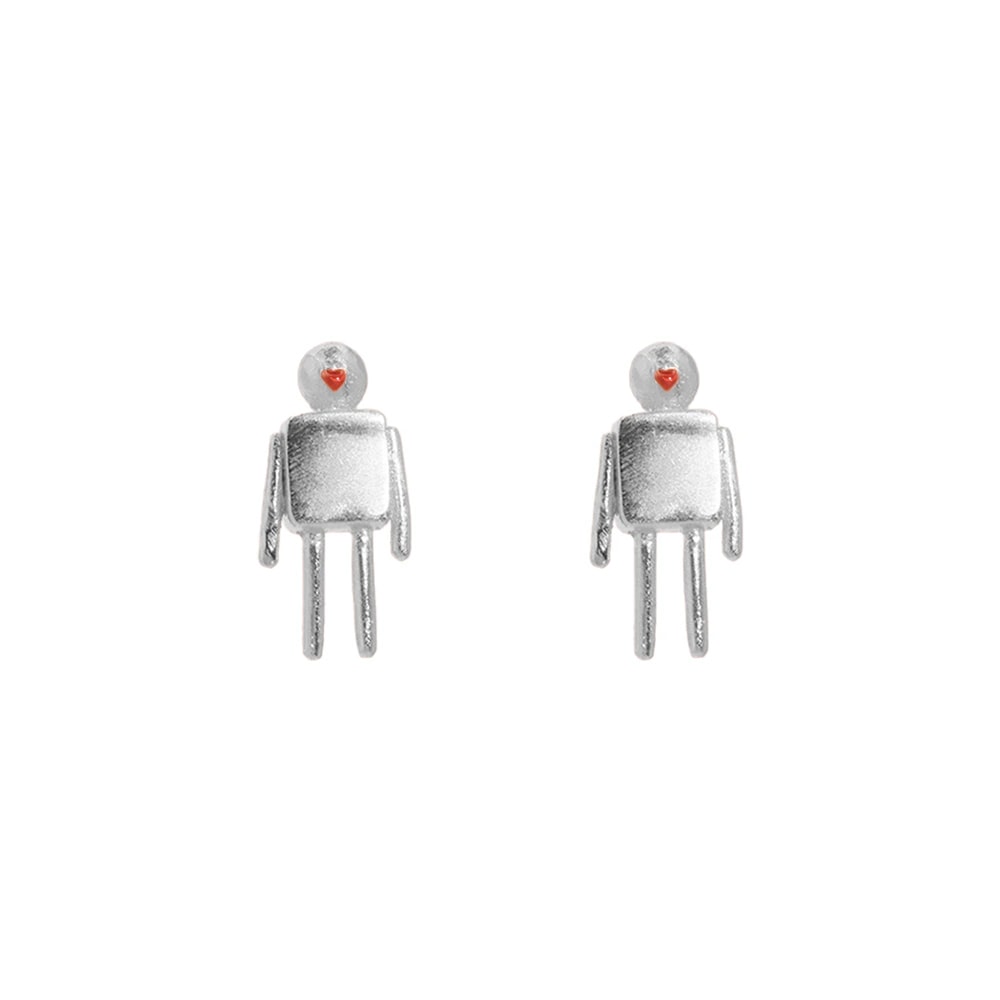 Aretes Robot Mini Plata - imagen 1