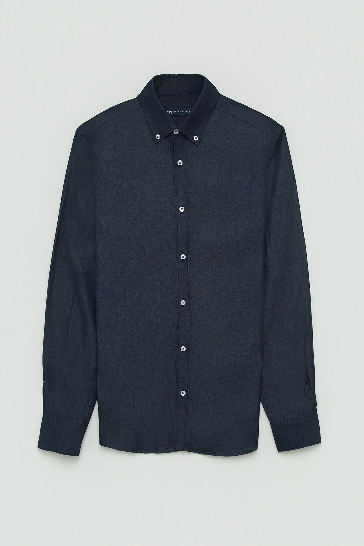 Camisa Denim Botón Contraste Algodón Azul Oscuro - imagen 1