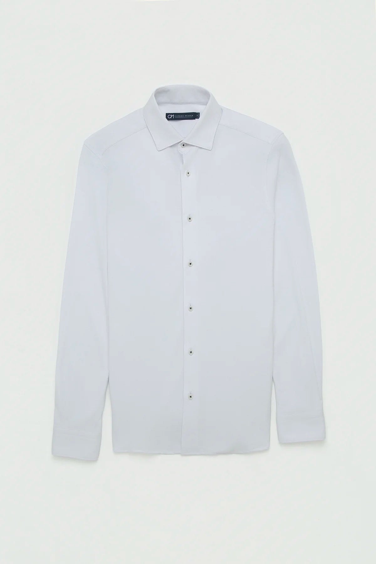 Camisa Piqué Botón Contraste Algodón Blanco - imagen 1