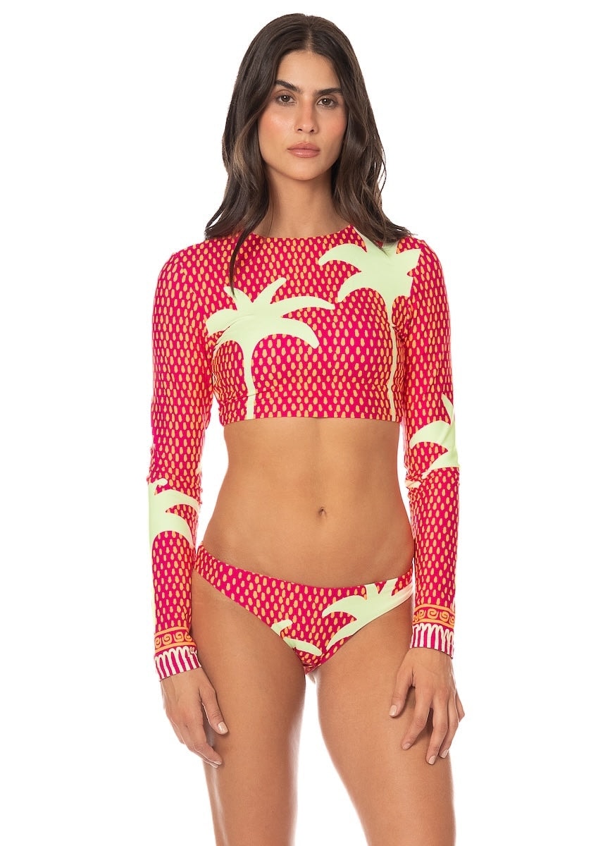 Maaji Funky Palms Pisa Long Sleeve Crop Top Bikini Top - imagen 1