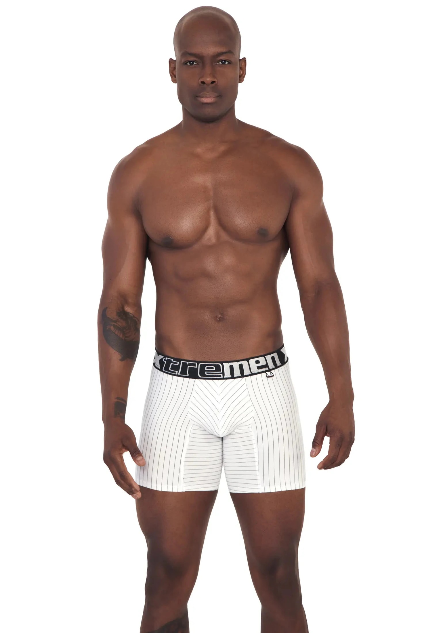 BOXER LARGO MICROF RAYA TIZA  GRIS OSCURO - imagen 1
