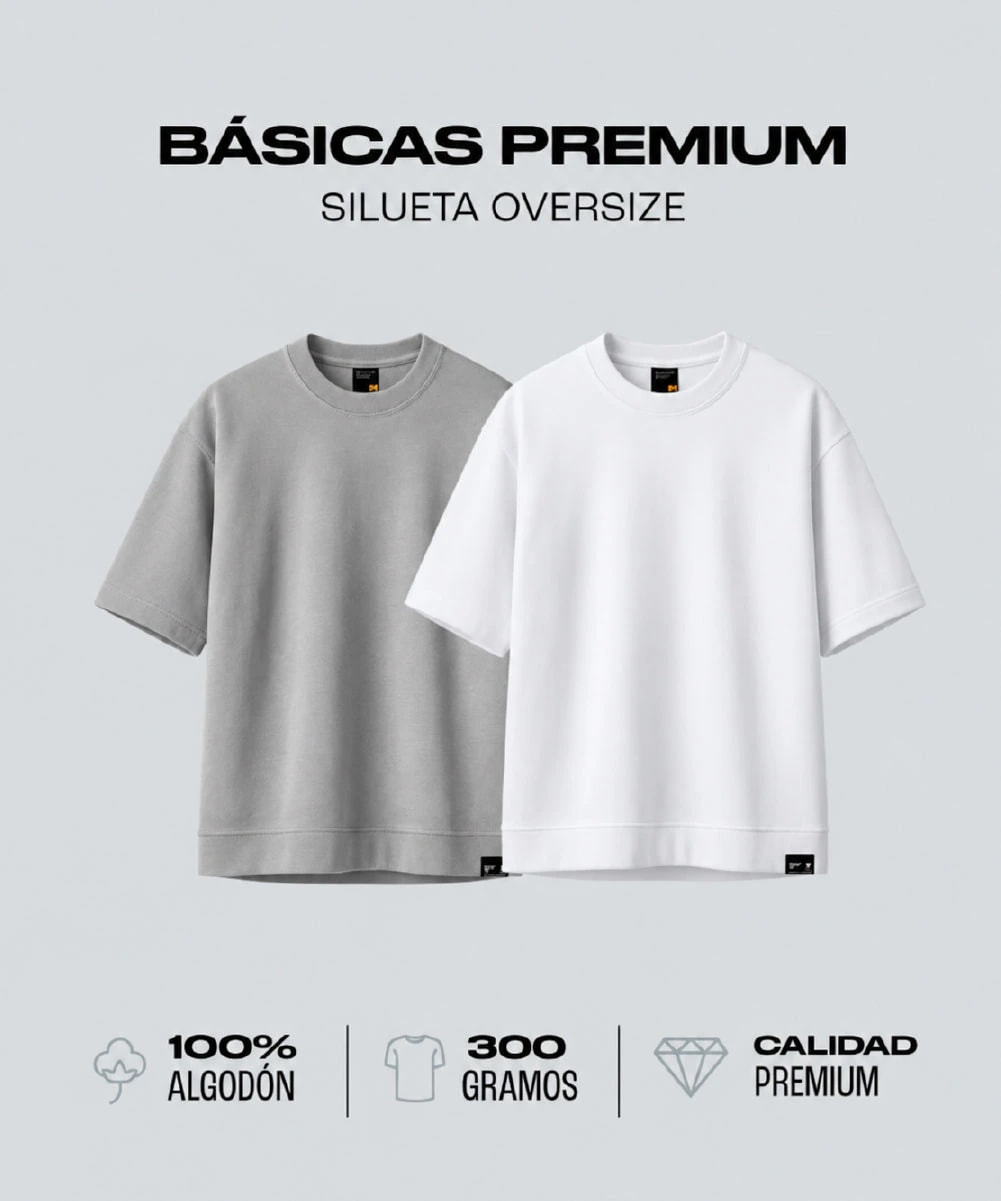 Duo Pack Camisetas Básicas Oversize Grey Matter - Premium 300G - imagen 1
