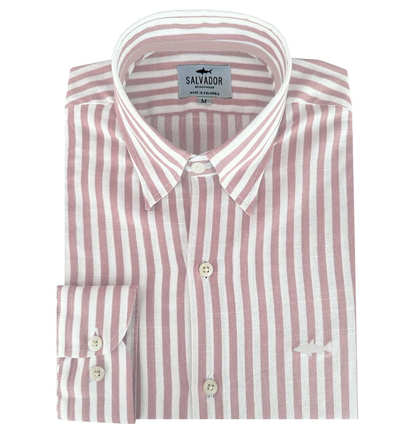 CAMISA BLANCA RAYAS PALO ROSA - imagen 1