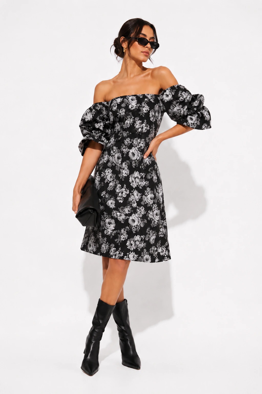 Vestido Mireya Negro Estampado - imagen 1