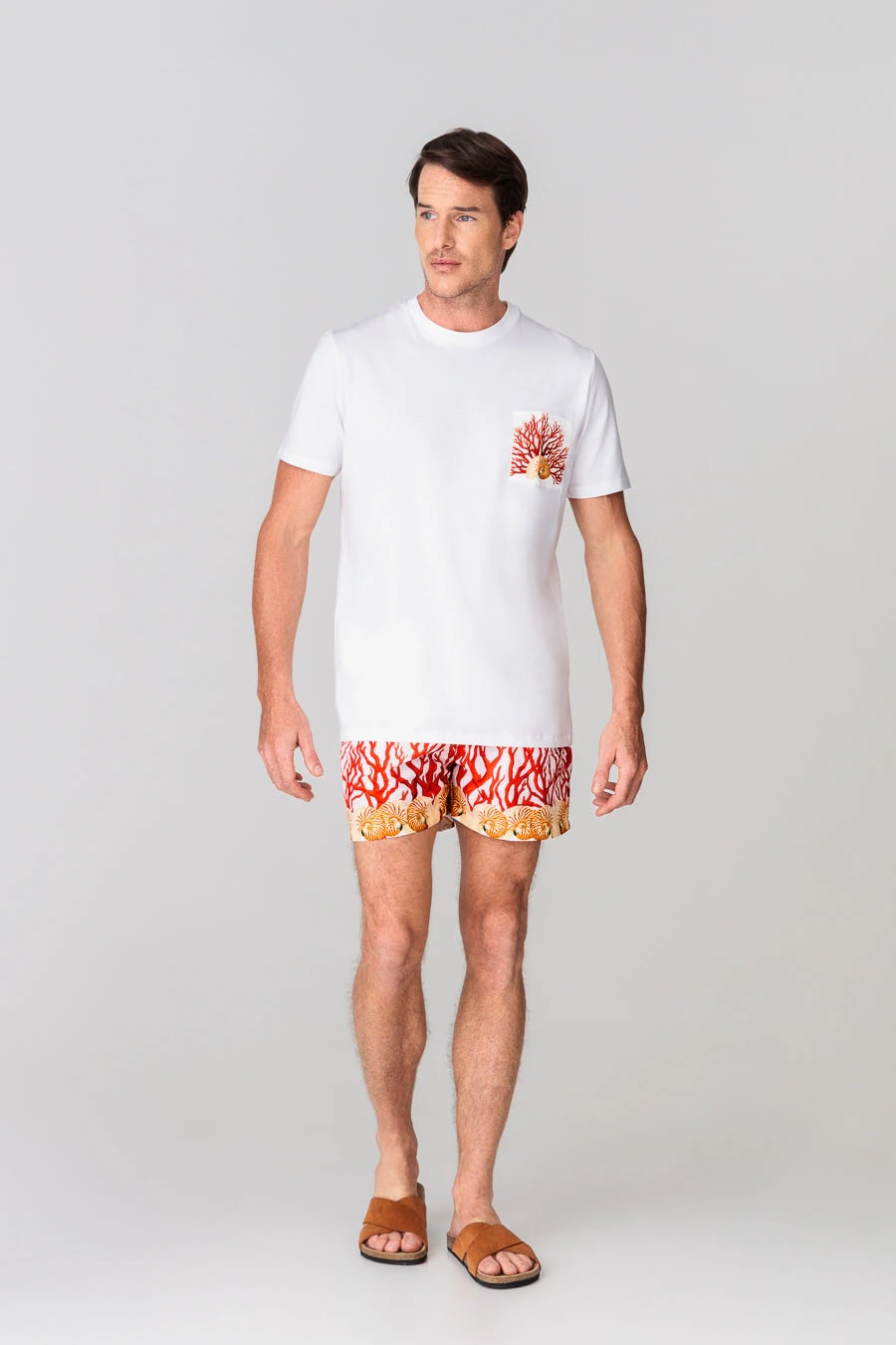 Men's cotton t-shirt pocket atlantis white - imagen 1
