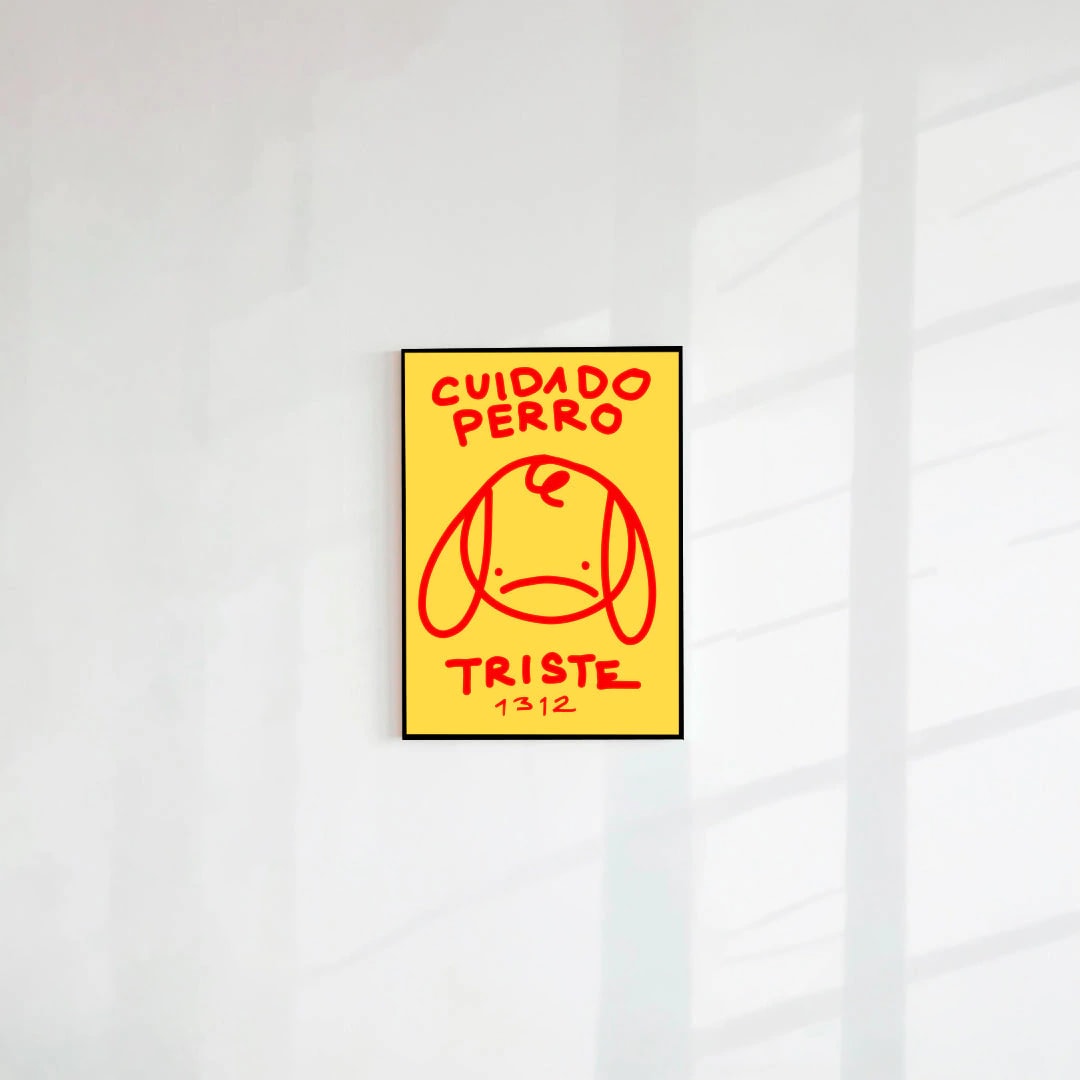 Postal Cuidado perro triste amarillo (Papel 220g) - imagen 1