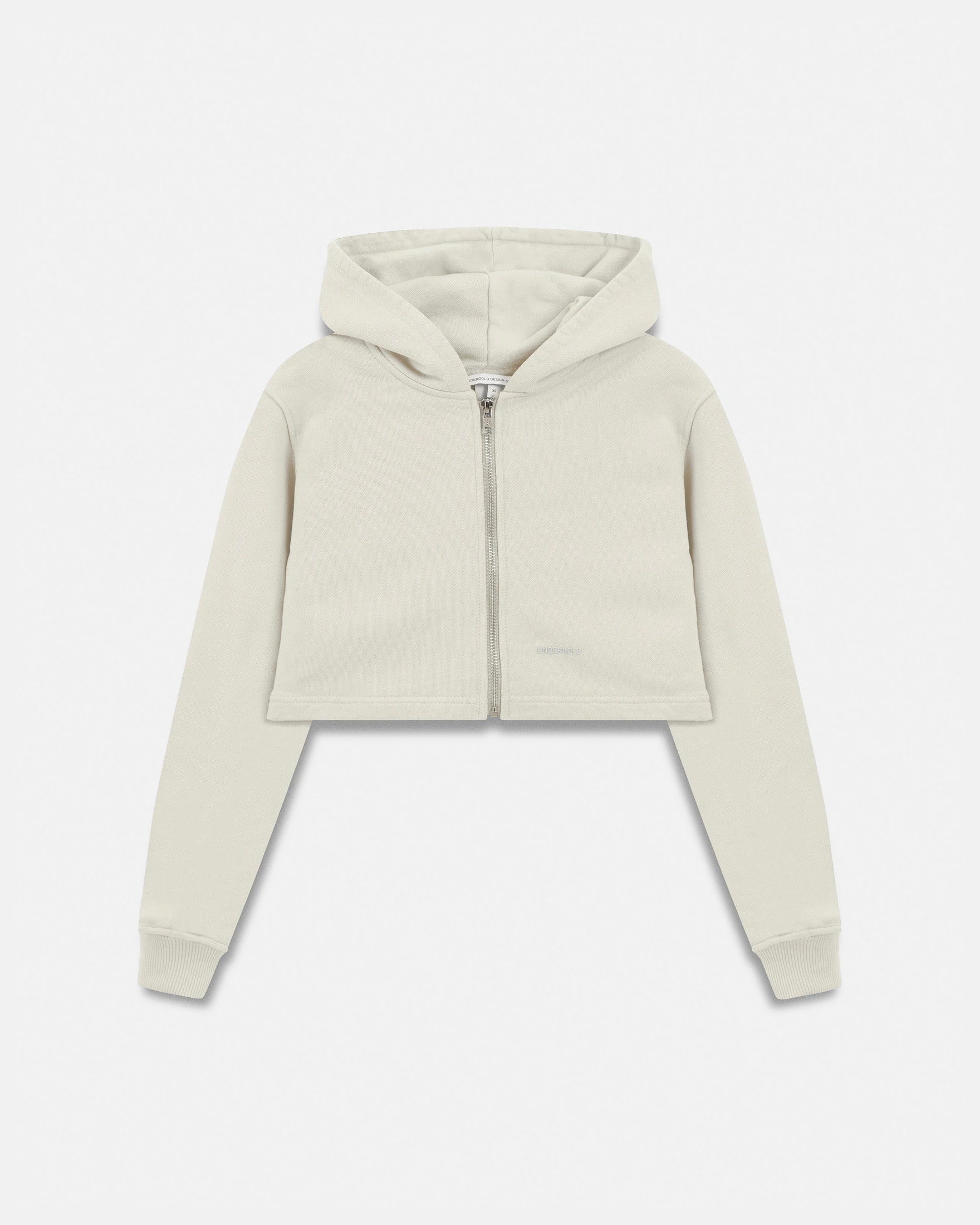 Line Basic Slim Fit Zip Up Cropped Hoodie White - imagen 1