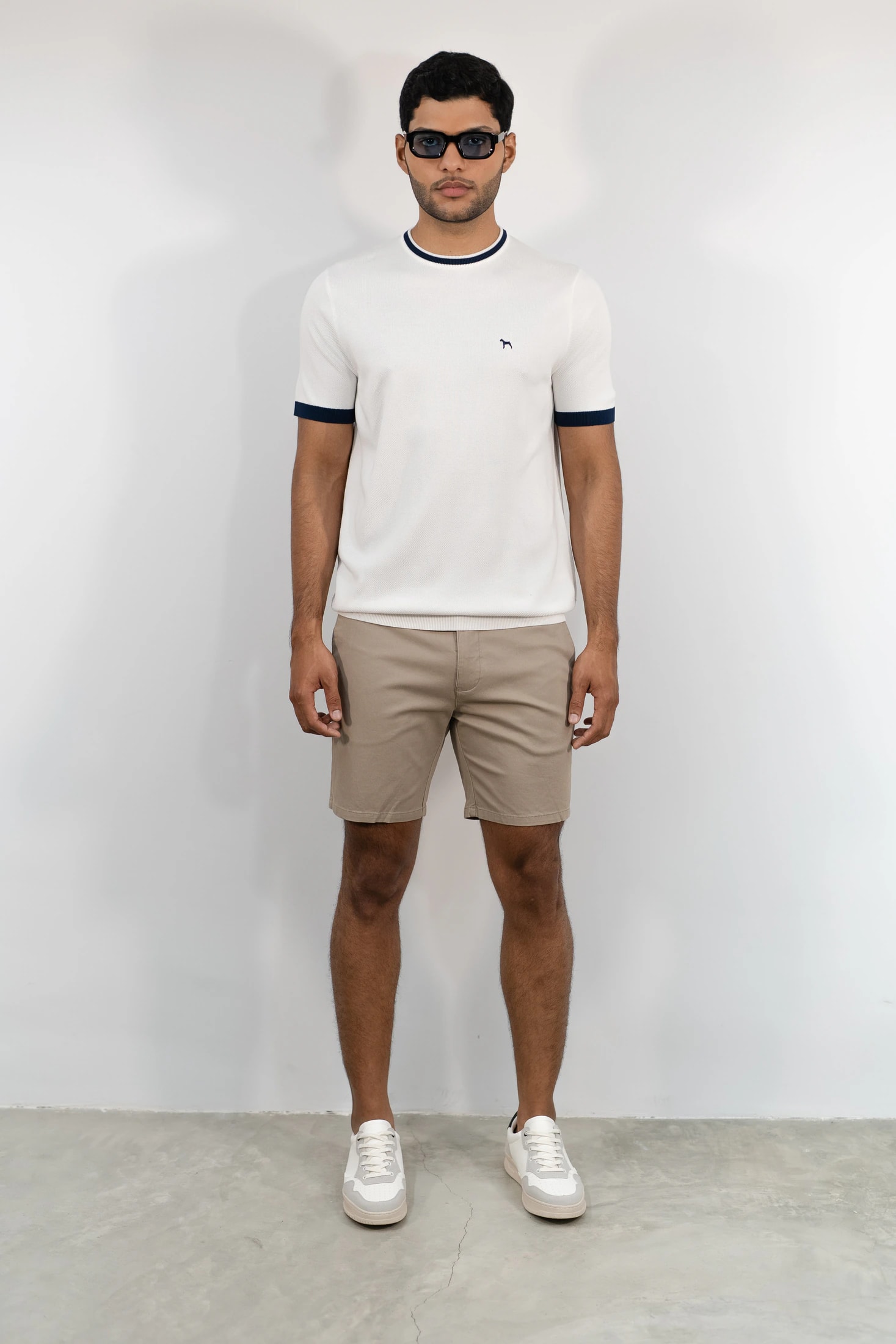 Suéter Fashion Blanco/Cuello Navy - imagen 1