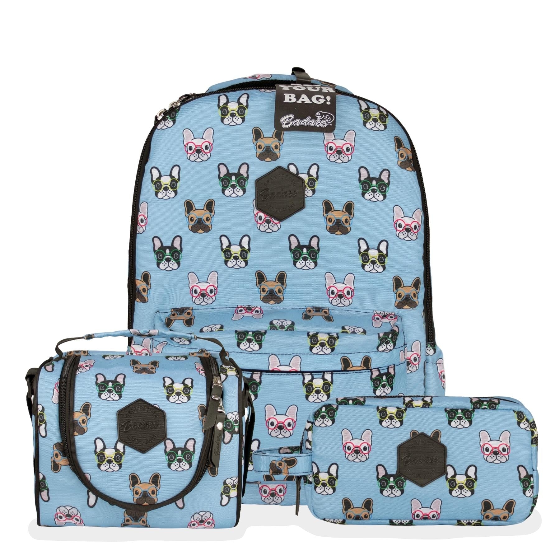 Combo Bulldog Blue - Morral + Lonchera + Cartuchera - imagen 1