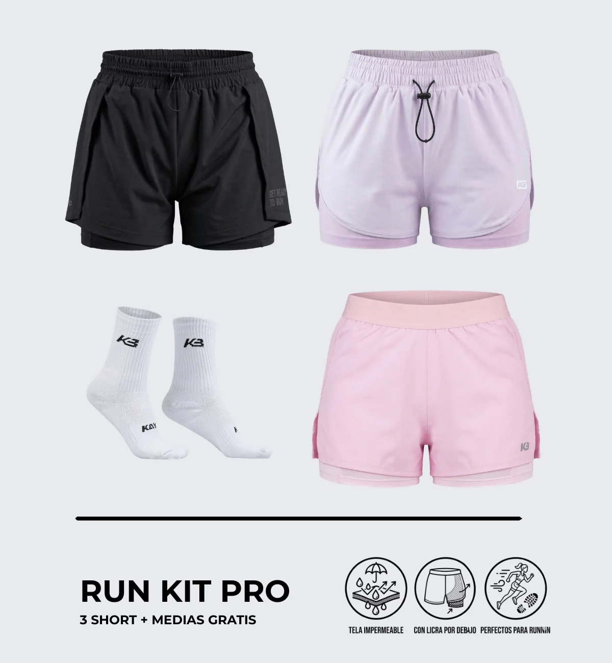 Pack X3 Short Running Mujer┃KAYBU REF.801076 - imagen 1