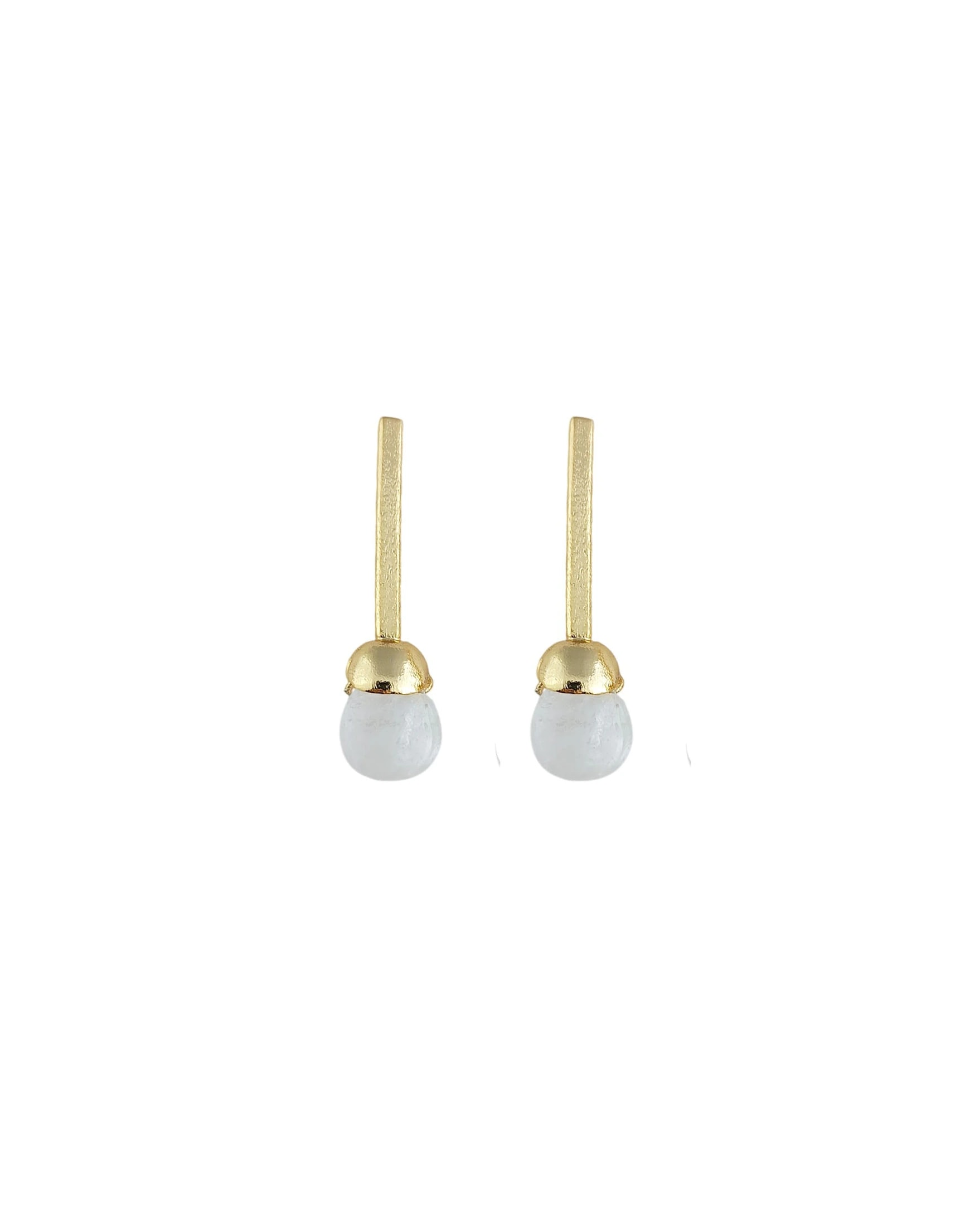 Aretes en bronce y cuarzo cristal, Fernanda - imagen 1