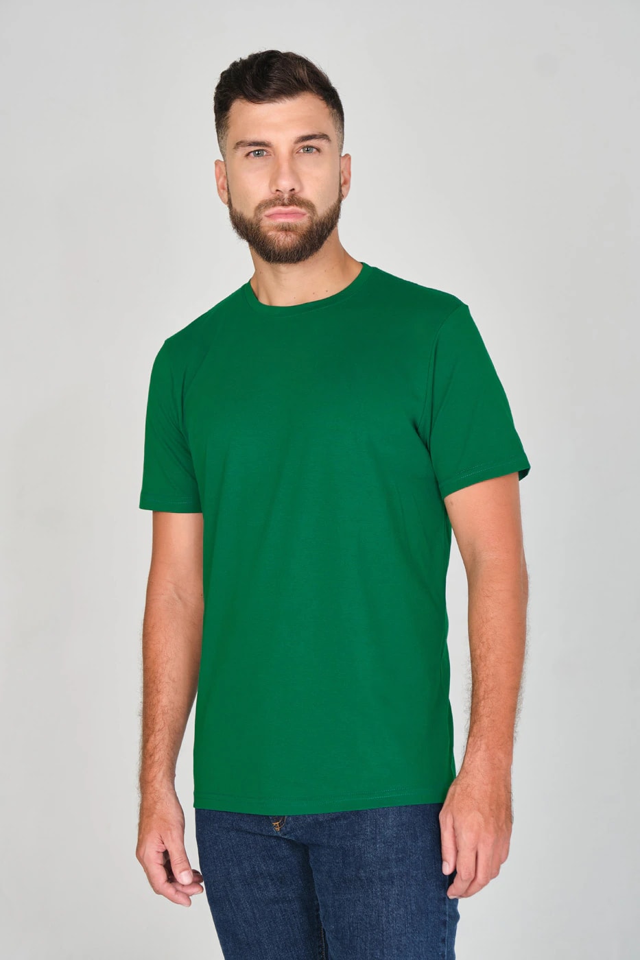 T-shirt Slim Fit 100% Algodón Verde Oscuro - imagen 1