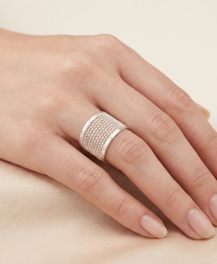 Anillo Argolla Ajustable en Plata ley 950 Filigrana - imagen 1