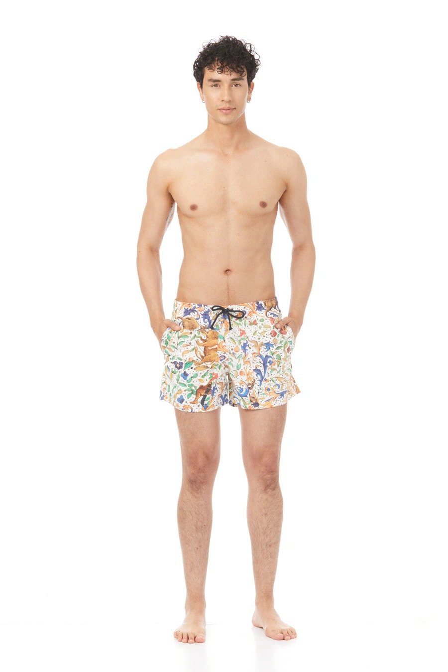 Men's swim trunk white lorenzo - imagen 1