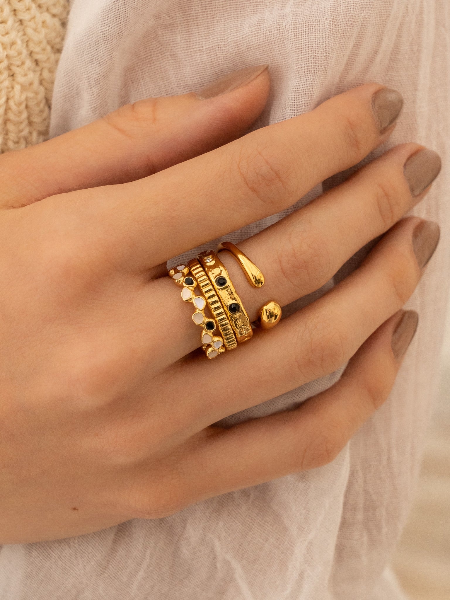 Set X4 Anillos Cristal - imagen 1